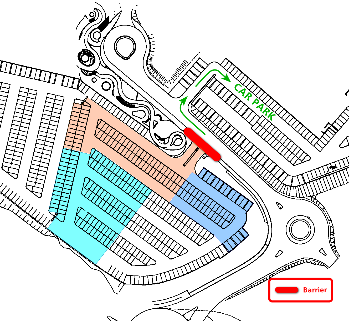 drawing shows car parks